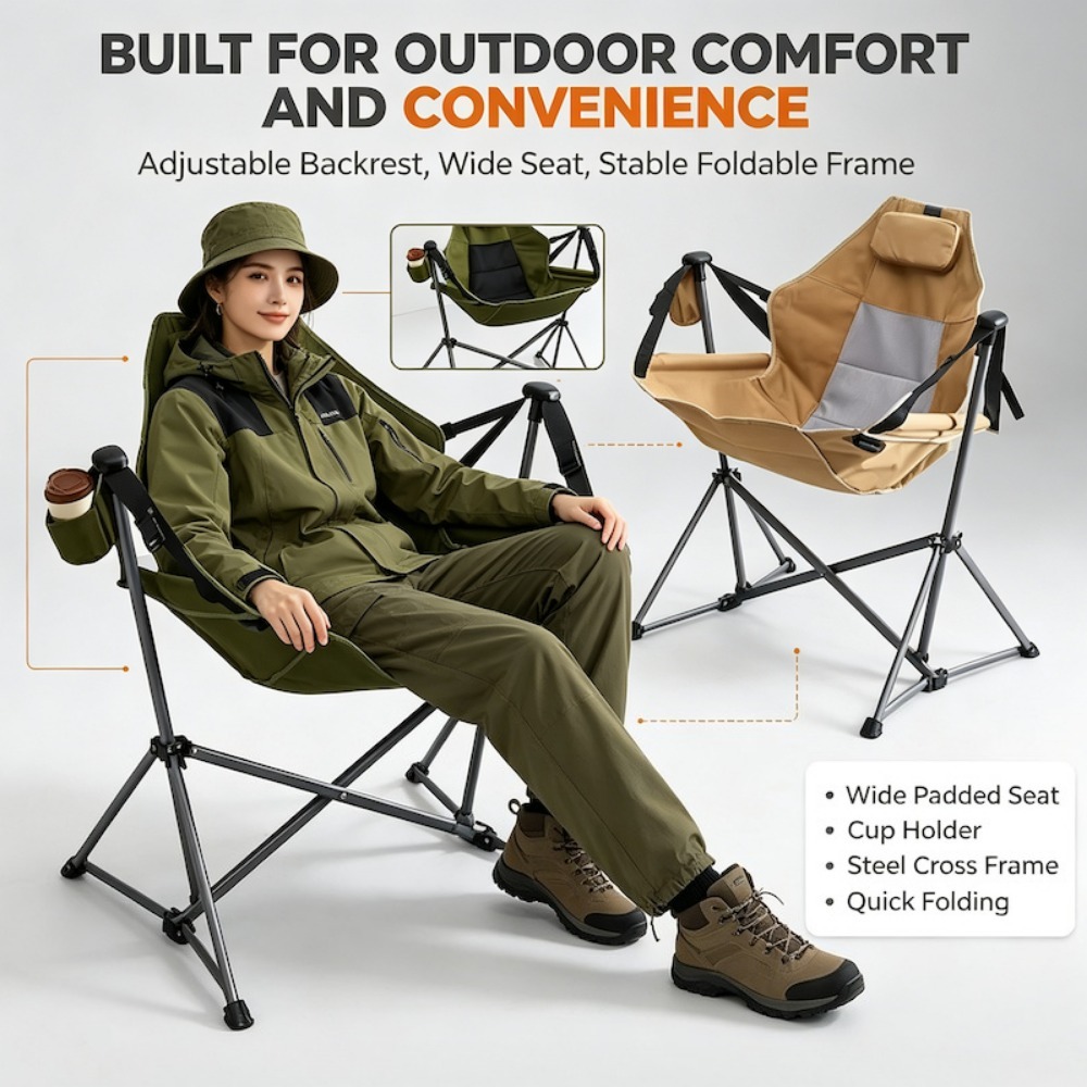 Outdoor Camping Rocking Chair - Portable Outdoor Leisure Chairs Camping Rocking