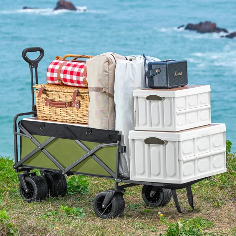 Outdoor Camping Van - Wheeled Folding Cart Wagon Large Capacity