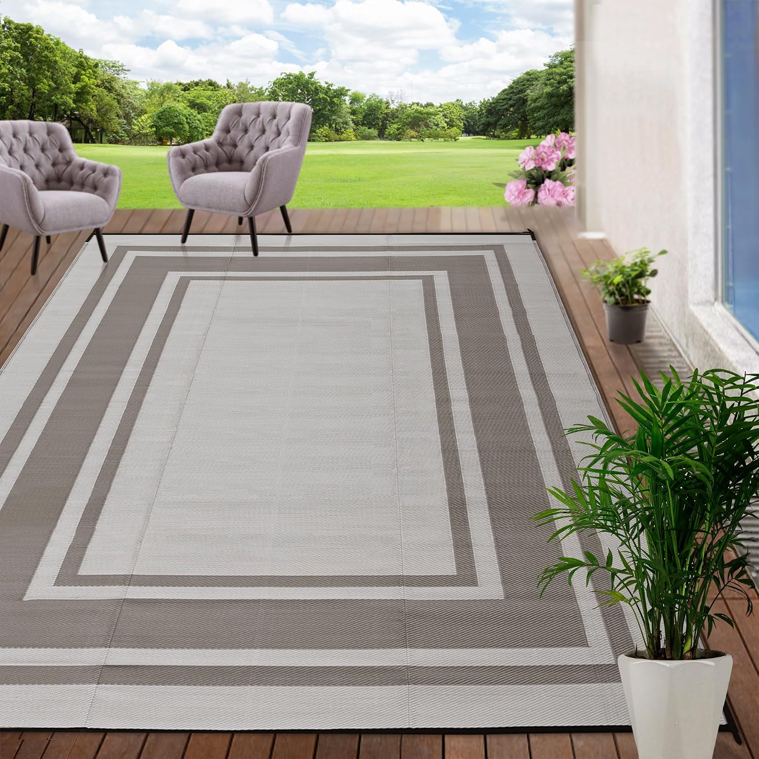 Outdoor Camping Rugs 9X12 - Outdoor Rug 9x12 Feet Waterproof for