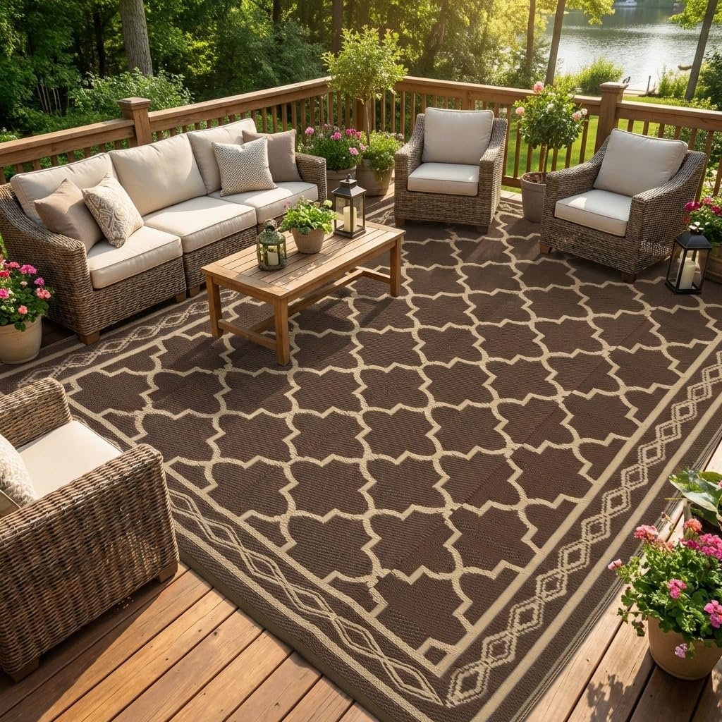 9x12 Reversible Outdoor Patio  - Outdoor Camping Rugs 9X12 评论和价格