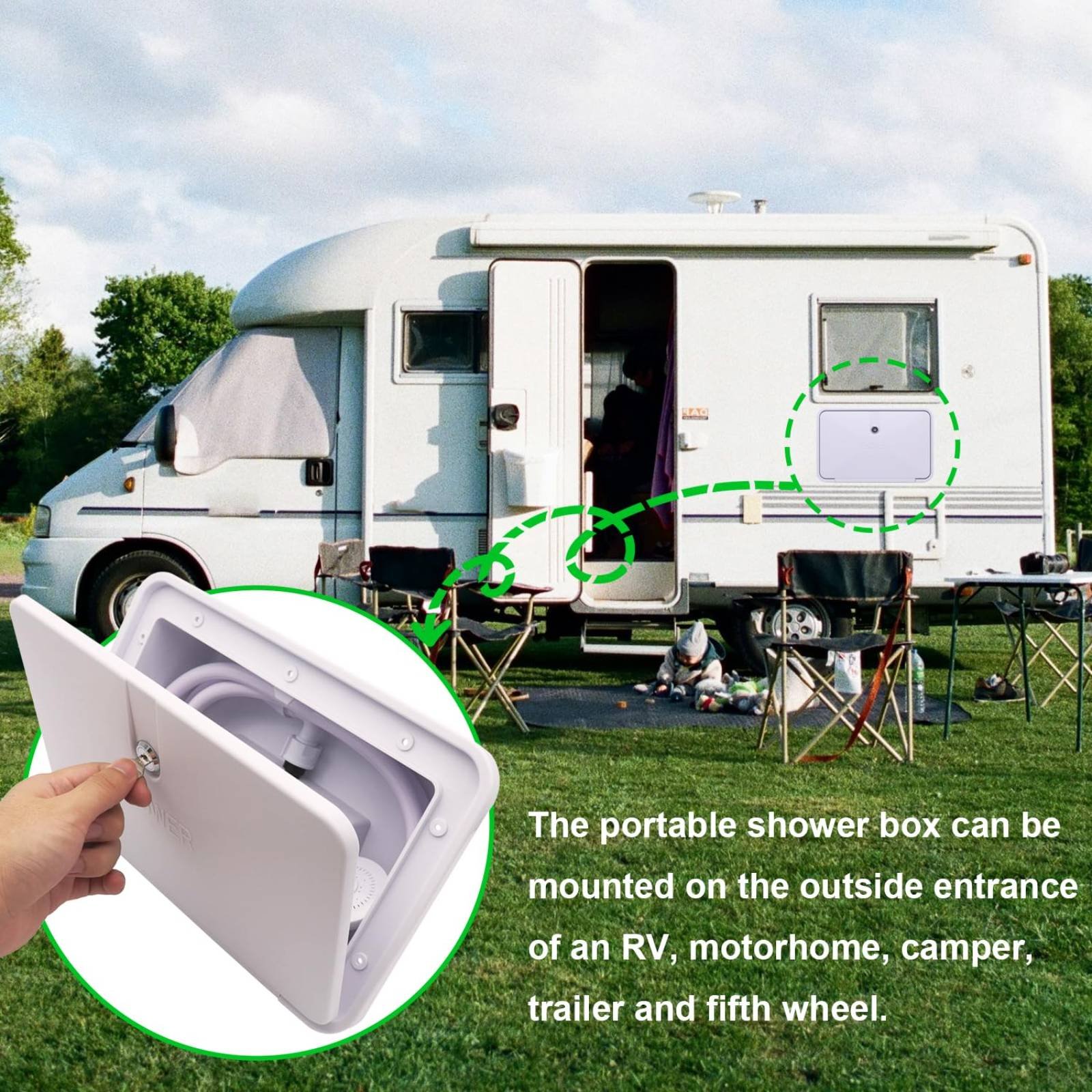 RV Exterior Shower Box Compact - Outdoor Camping Shower 评论和价格