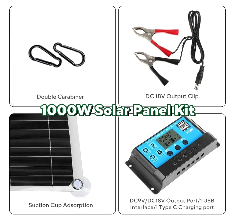 1000W Solar Panel Kit,12V Sola - Outdoor Camping Van 评论和价格