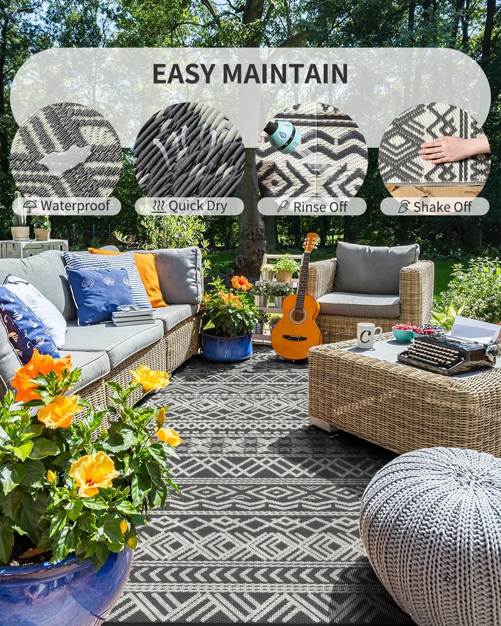 Outdoor Rug Carpet Waterproof  - Outdoor Camping Rugs 9X12 评论和价格