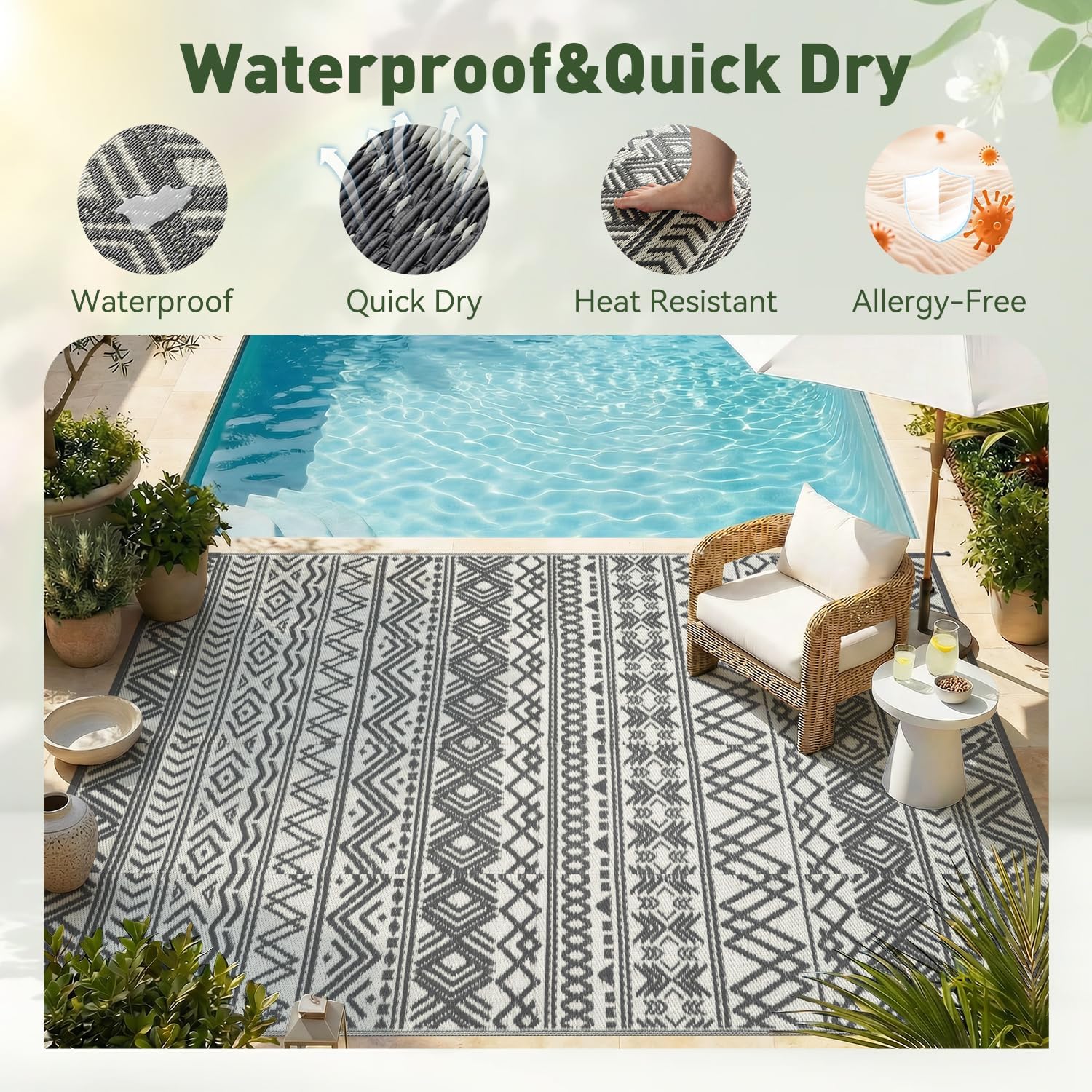 Outdoor Rug Carpet Waterproof  - Outdoor Camping Rugs 9X12 评论和价格