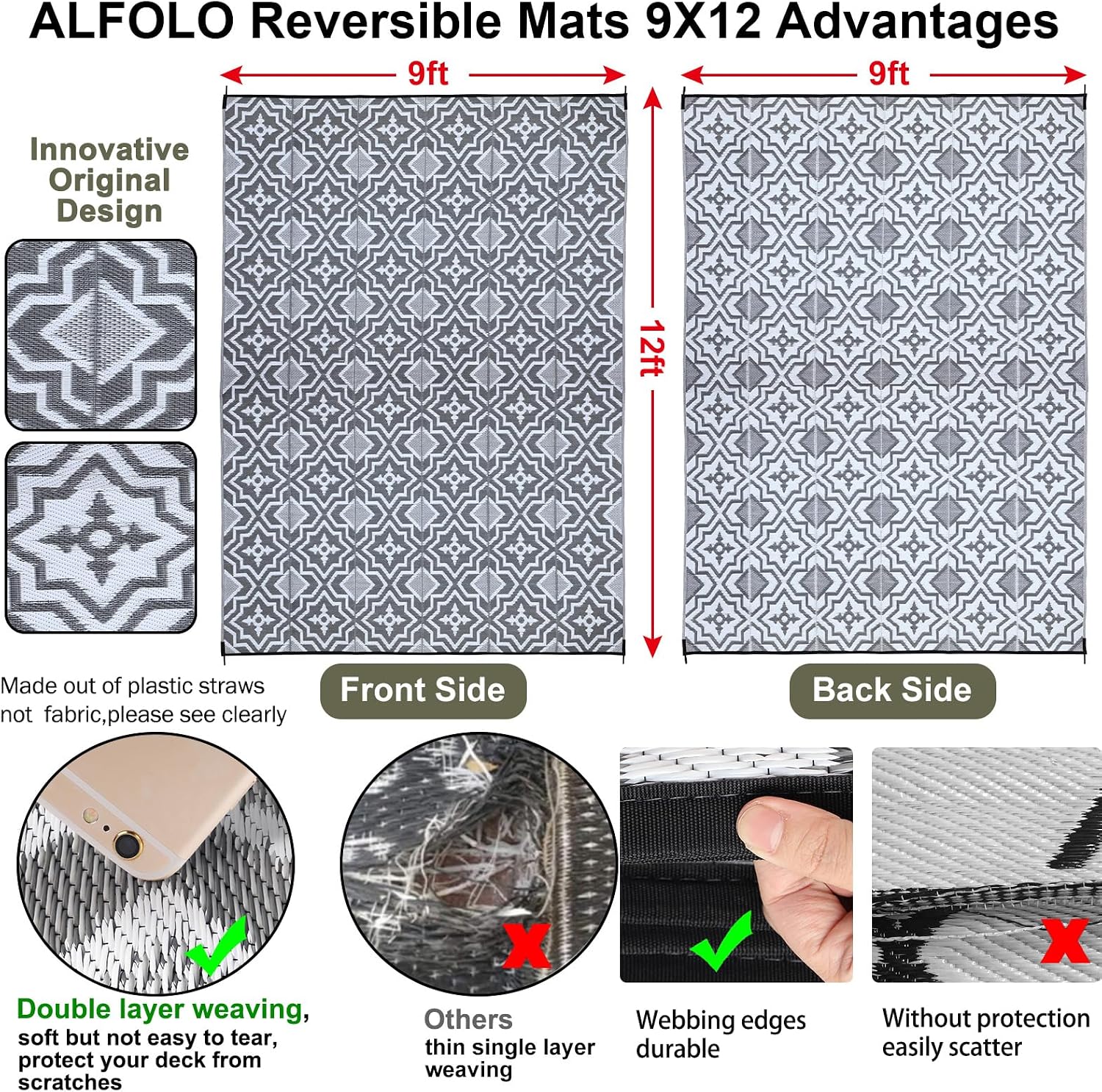 Outdoor Rug 9x12 for Patios Cl - Outdoor Camping Rugs 9X12 评论和价格